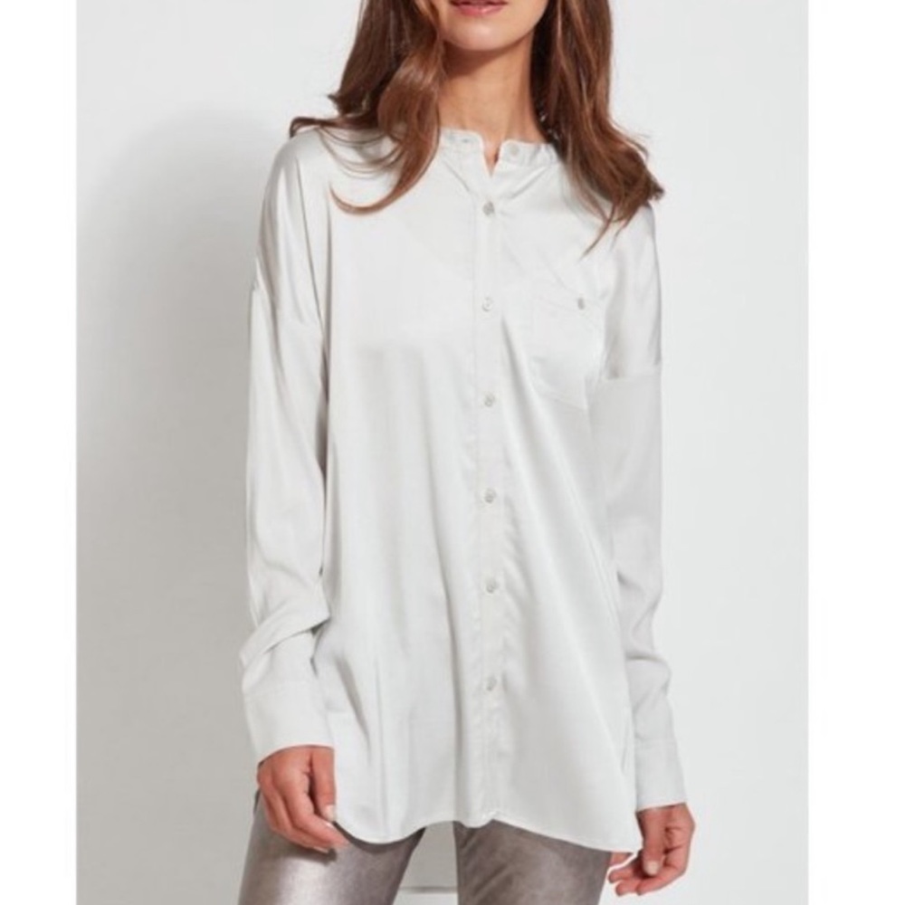 Lyssé' The Eco Satin Long sleeve Button Down Shirt - Size XS